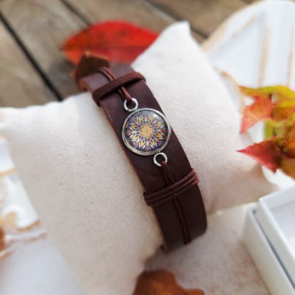 Picture of Folge deinem Herzensweg - Armband aus Leder mit Fassung aus Edelstahl