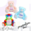 Bild von Plüsch-Teddybär, rosa, blau, bunt💥PERSONALISIERBAR