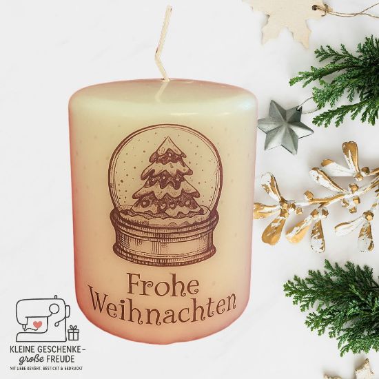 Bild von Weihnachtskerze „Frohe Weihnachten“ – stilvoll, schlicht & festlich 🎁