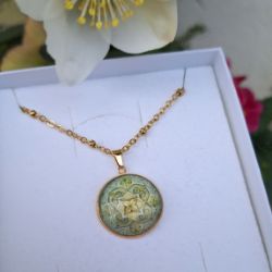 Bild von Mandala des Loslassens - Halskette aus Edelstahl geoldfarbig